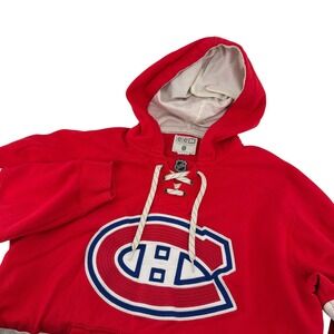 CCM Montreal Canadiens NHL Vintage Lace Up Hoodie Red‎ Mens XL